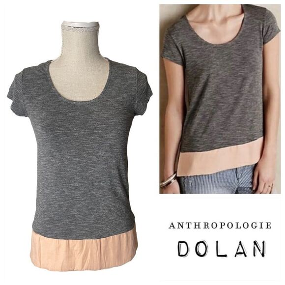 Anthropologie Dolan Pipa Gray Peach High-Low Baby Peplum Tee - Picture 1 of 13